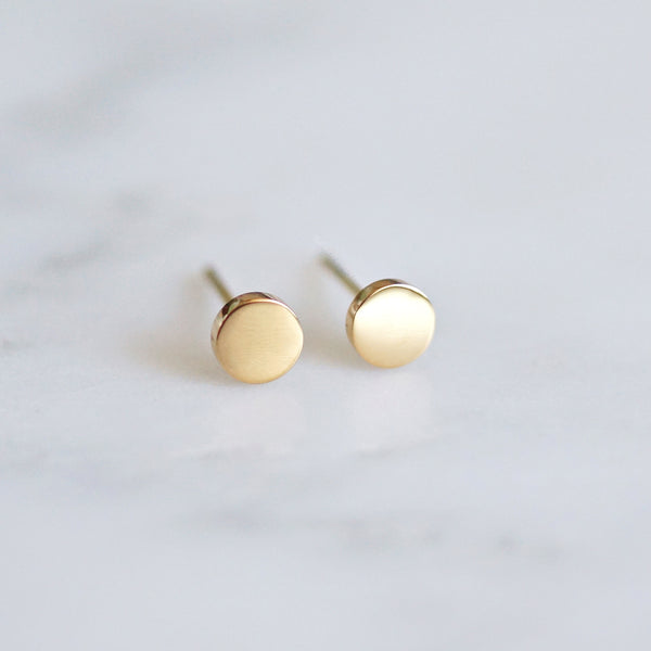 Dot Stud Earrings - gold - 2 sizes - titanium  - titanium anodized