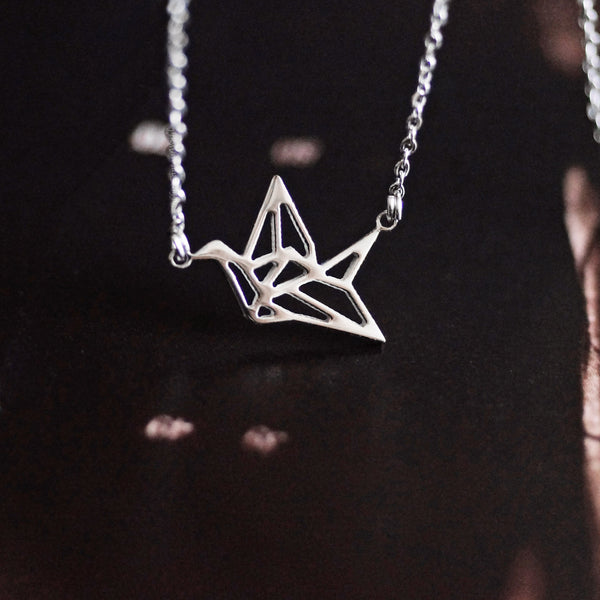 Origami Crane Necklace,Waterproof Jewelry for Sensitive Skin