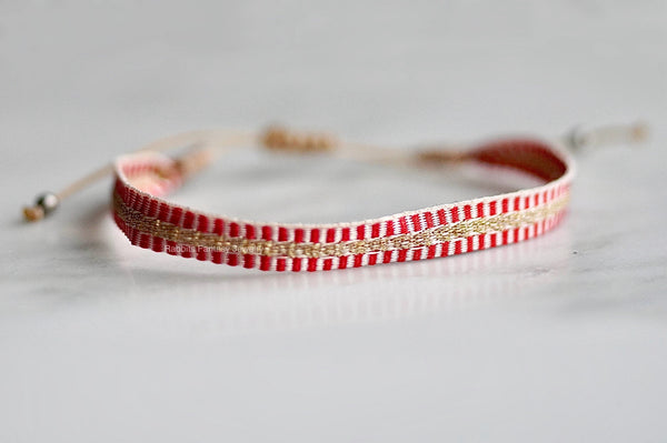 Woven Bracelet - Gold Red