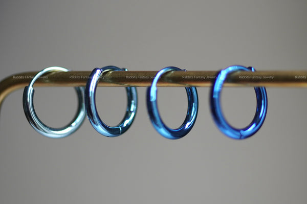 Basic 8mm 10mm Crystal Titanium Hoop Earrings: Anodized