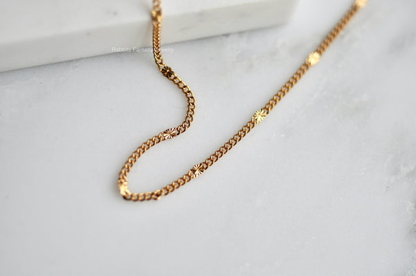 Curb Diamond Chain Bracelet / Anklet - Gold