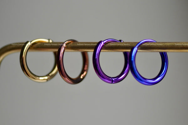 Basic 8mm 10mm Crystal Titanium Hoop Earrings: Anodized