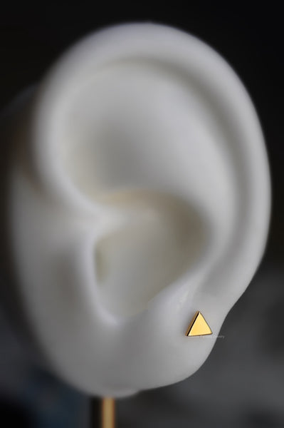 Triangle Stud Earrings - gold - 2 sizes - titanium - titanium anodized