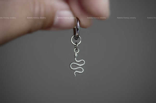 Snake Dangle Earring - Titanium