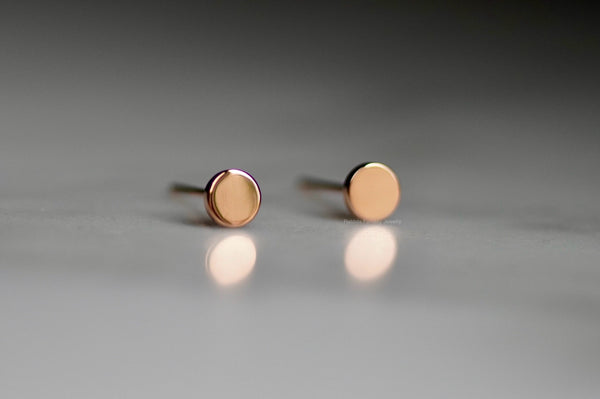 Dot Stud Earrings - rose gold - 2 sizes - titanium  - titanium anodized