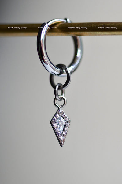 Spike Diamond Dangle Earring - Titanium