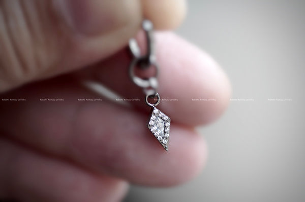 Spike Diamond Dangle Earring - Titanium