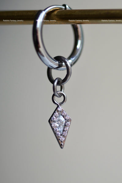 Spike Diamond Dangle Earring - Titanium