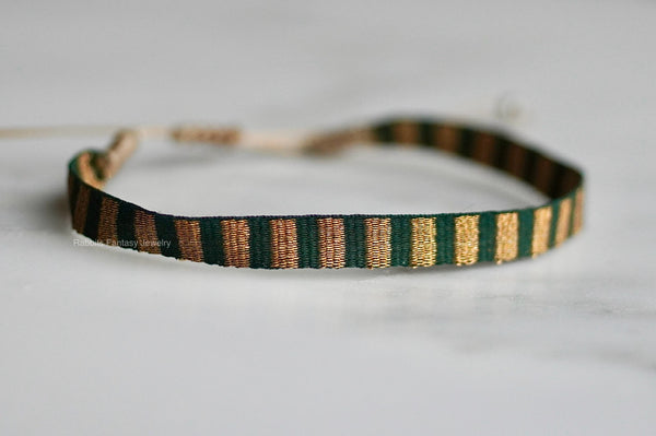 Woven Bracelet - Emerald Green Gold