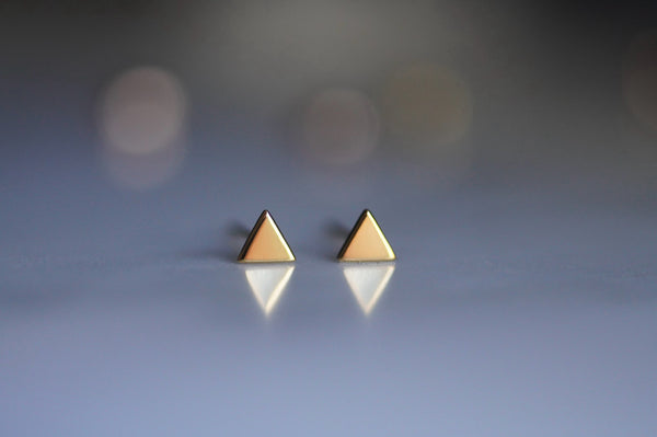 Triangle Stud Earrings - gold - 2 sizes - titanium - titanium anodized