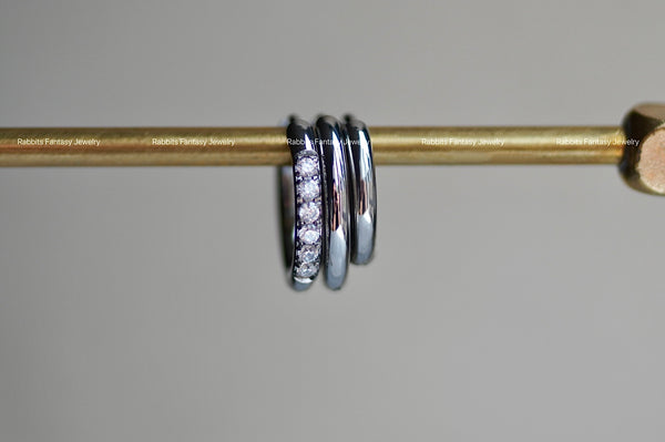Basic 8mm 10mm Crystal Titanium Hoop Earrings: Anodized