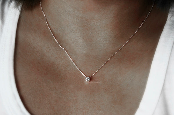 CZ Diamond Clover Necklace - sterling silver