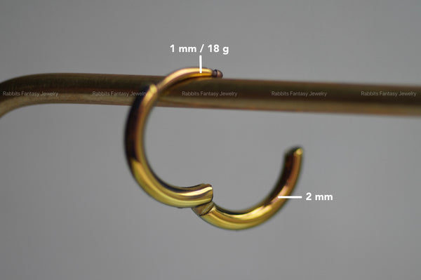 Basic 8mm 10mm Crystal Titanium Hoop Earrings: Anodized