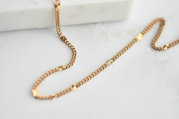 Curb Diamond Chain Bracelet / Anklet - Gold