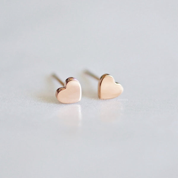 Tiny heart Stud Earrings - 3 colours - titanium - titanium anodized