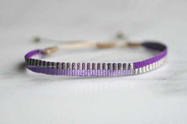 Woven Bracelet - Purple Silver.