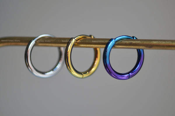 Basic 8mm 10mm Crystal Titanium Hoop Earrings: Anodized
