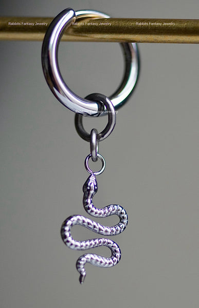 Snake Dangle Earring - Titanium