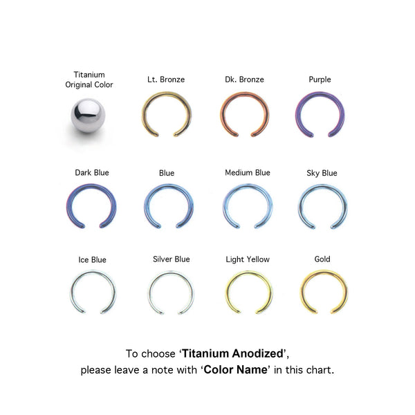 Open Circle Stud Earrings - 3 colours - titanium - titanium anodized