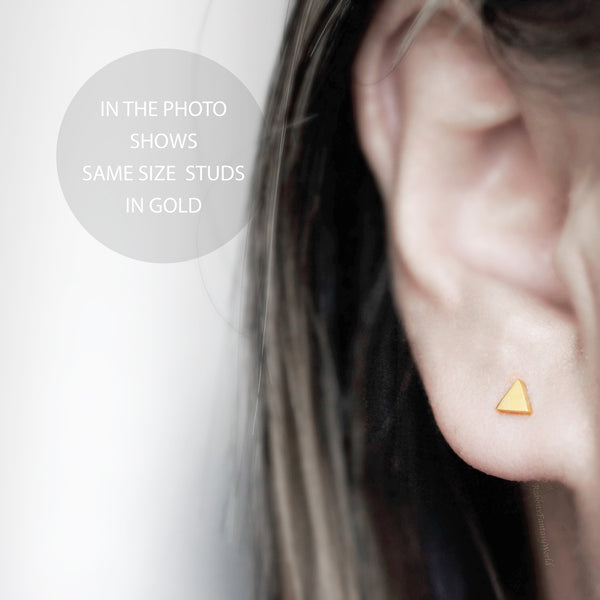 Tiny Gold Triangle Earrings 