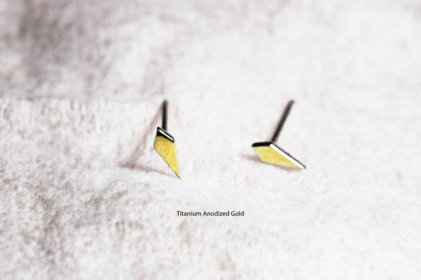 Spike Stud Earrings - 3 colours - titanium - titanium anodized