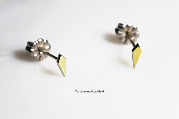 Spike Stud Earrings - titanium anodized