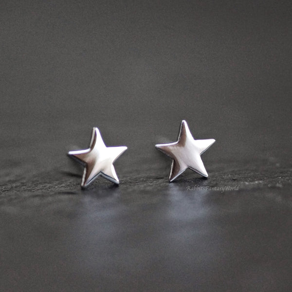 Star Stud Earrings - steel silver