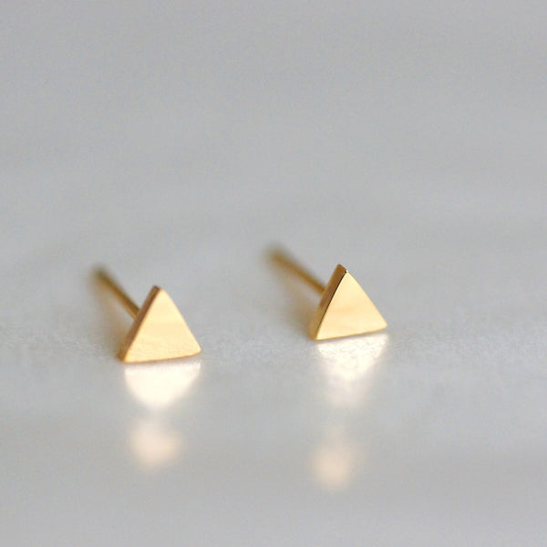 Triangle Stud Earrings - gold - 2 sizes - titanium - titanium anodized